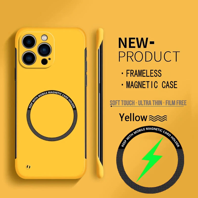 Ultra Thin Frameless Phone Cover - Magsafe 磁気フレームレス電話ケース iphone 7P 12 13