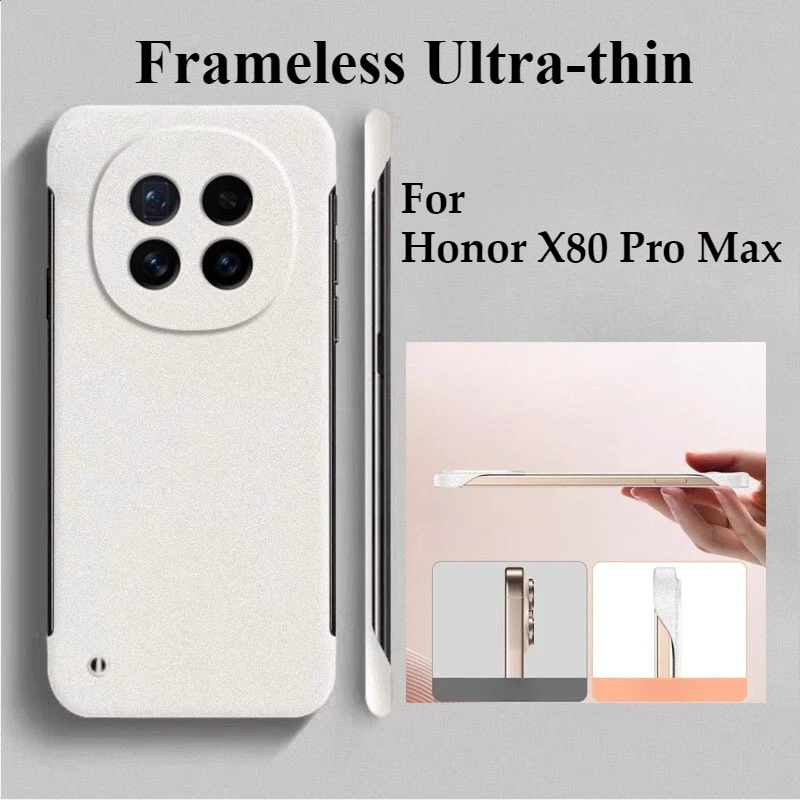 Ultra Thin Frameless Phone Cover - 超薄型フレームレスケース名誉 X80 プロマックスハード PC サンドストーン耐衝撃バックカバー名誉 X80Pro