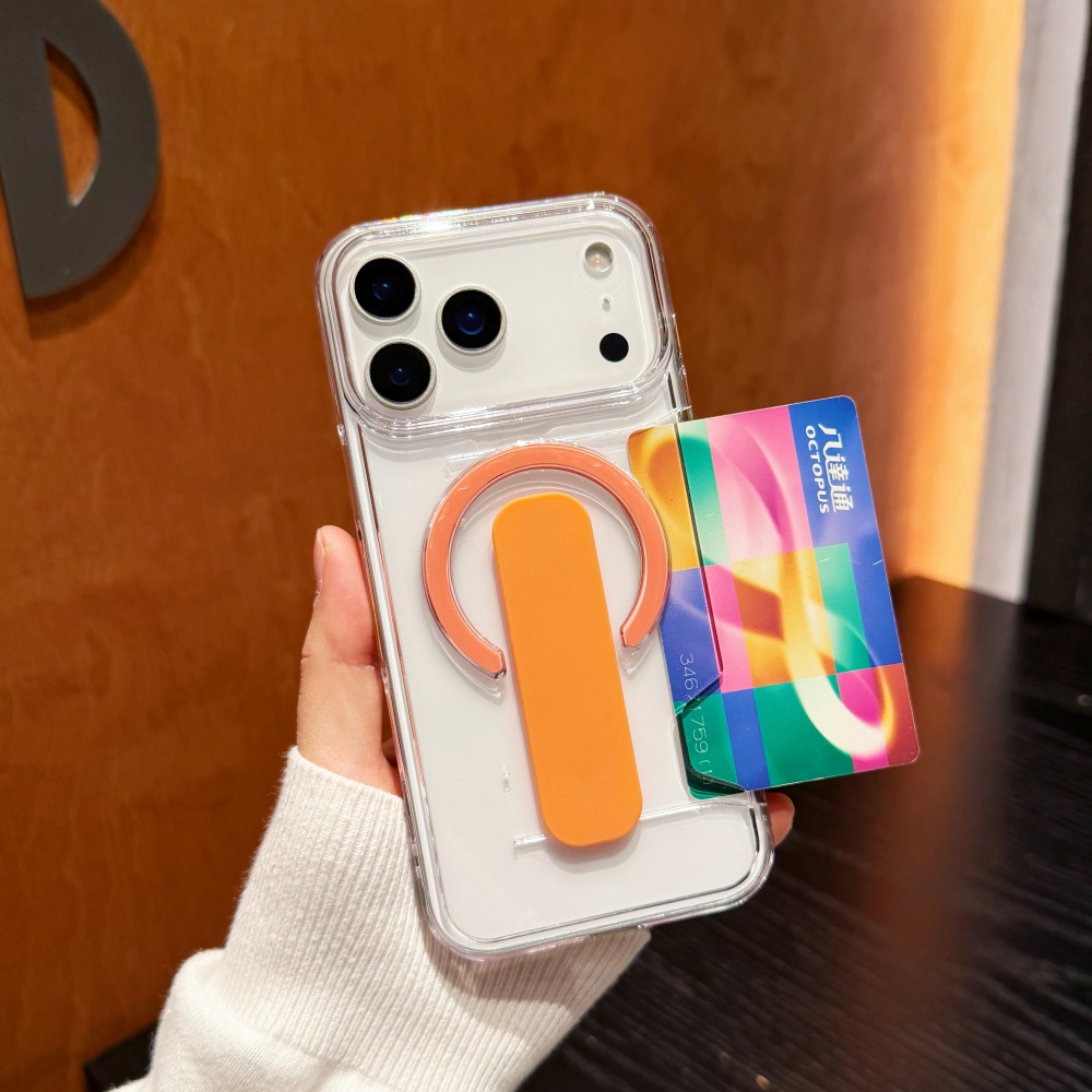 Clear Shockproof Bumper Case - 新しいカードホルダー付きMagsafe対応磁気吸着式iPhoneケース（iPhone 17/16/15/14/13 Pro Max用）ブラケットバンパー滑り止め耐衝撃カバー