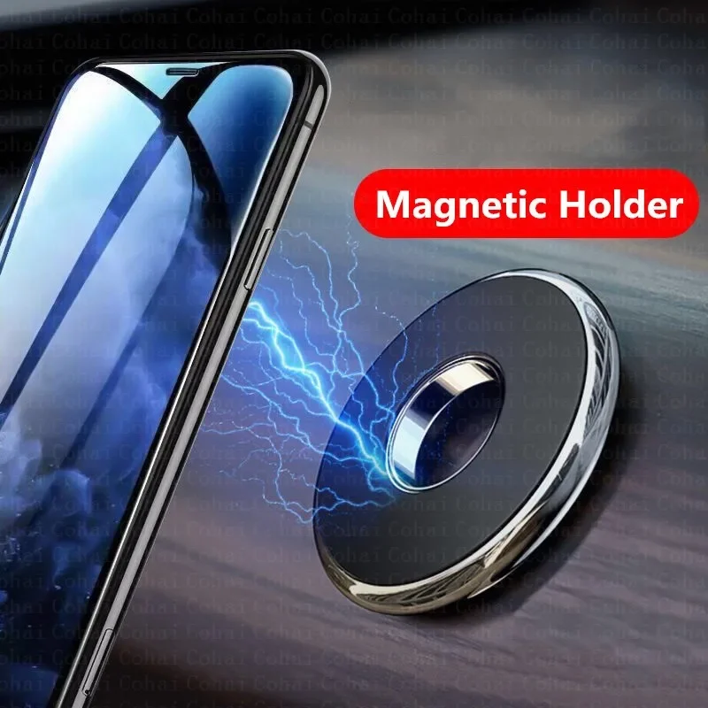 Phone Stands - 磁石式の車載スマホホルダー。ダッシュボードに取り付け可能なミニサイズの丸型スタンド。iPhone、Samsung、Xiaomiに対応。金属製の磁石を使用し、GPSや壁に取り付け可能。