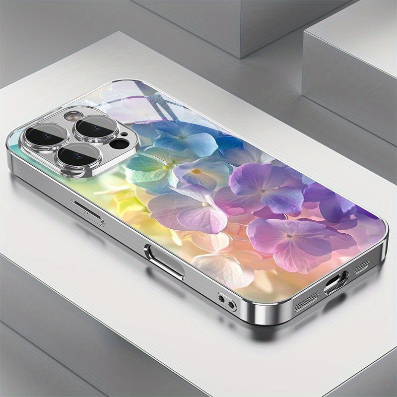 Screen Protectors - カラフルな花柄の電気メッキガラス製携帯電話ケース iPhone 17 16 15 14