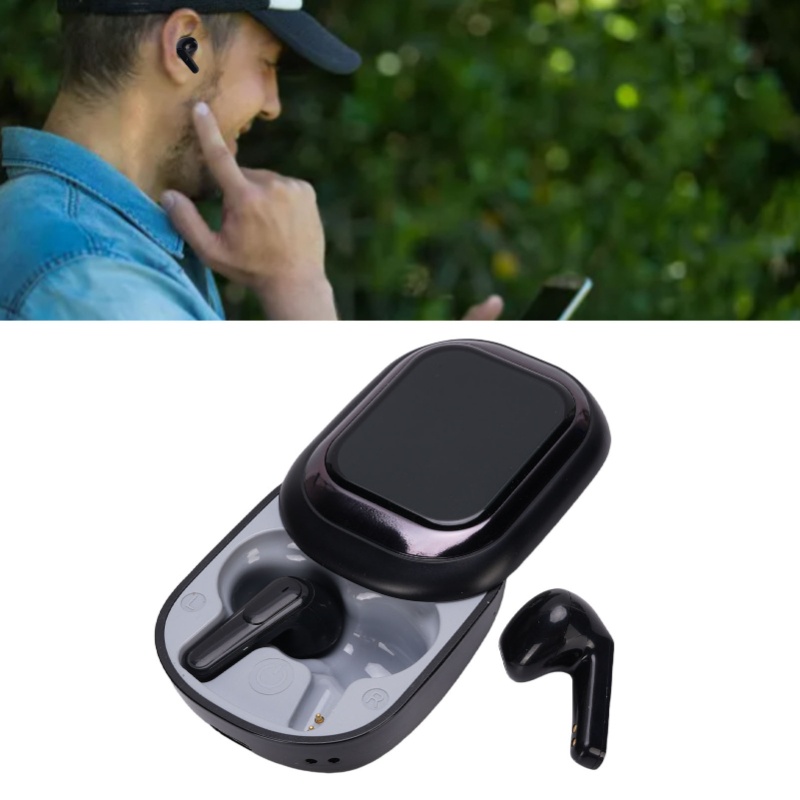 Earphones - BTイヤホン、ポータブルノイズキャンセリング機能搭載、スマートスクリーン付き充電ケース、学習、仕事、日常生活に最適。