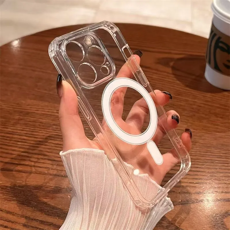 Clear Shockproof Bumper Case - Magsafeワイヤレス充電対応 磁気吸着 iPhone 16 15 14