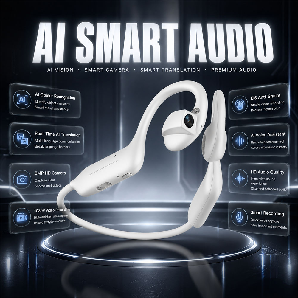 Earphones - 新製品 1080P UHD ブルートゥースイヤホン 800W カメラ搭載