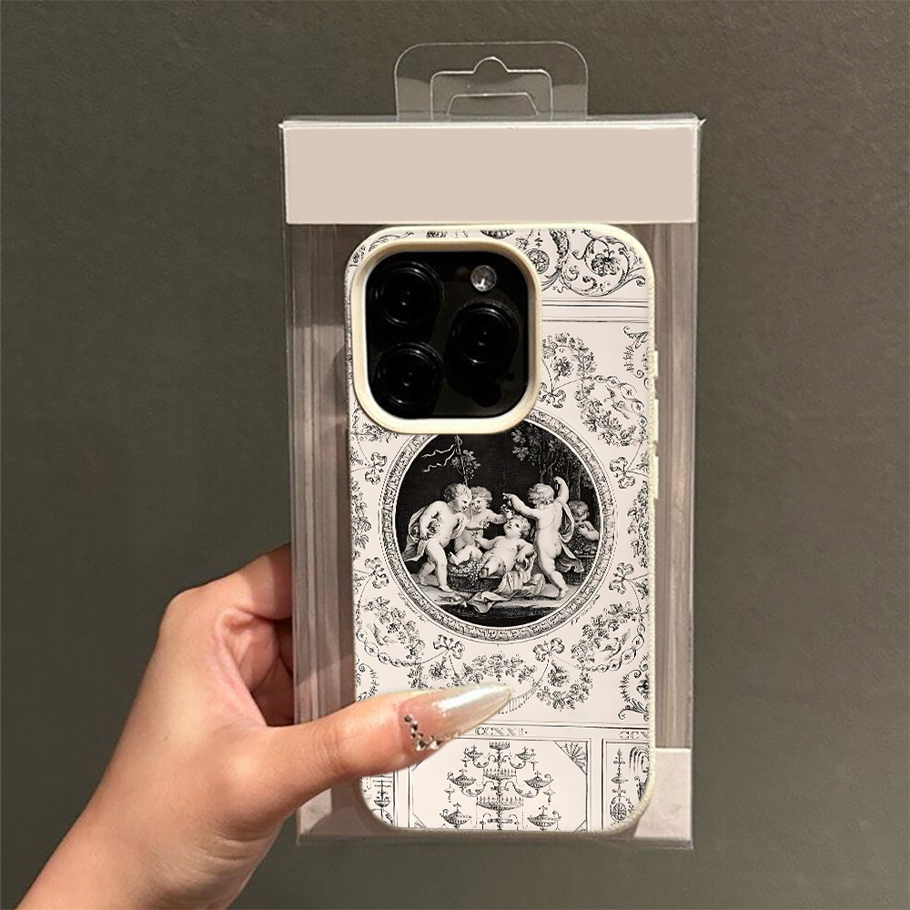 ヴィンテージバロック天使柄、iPhone 18、17、16、 - Vintage Floral Pattern Soft Case のレビューと価格