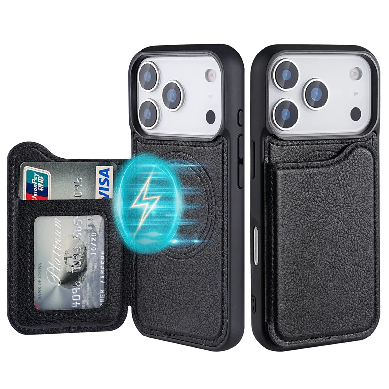iPhone 17 Air、16、15 Plus、14、13 - Leather Wallet Card Holder Phone Cover のレビューと価格