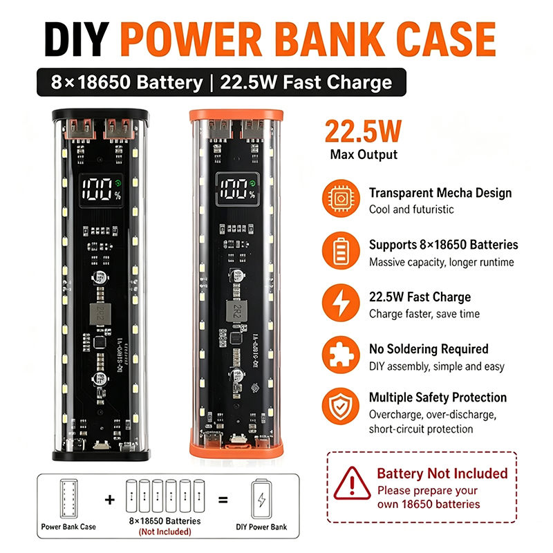USB Type Cポート設計 8X18650 パワーバンク - Power Banks のレビューと価格