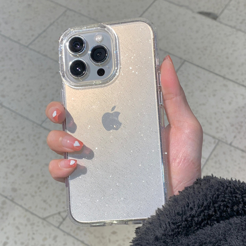 透明 シンプル グリッター iPhone 16 15 14  - Clear Shockproof Bumper Case のレビューと価格