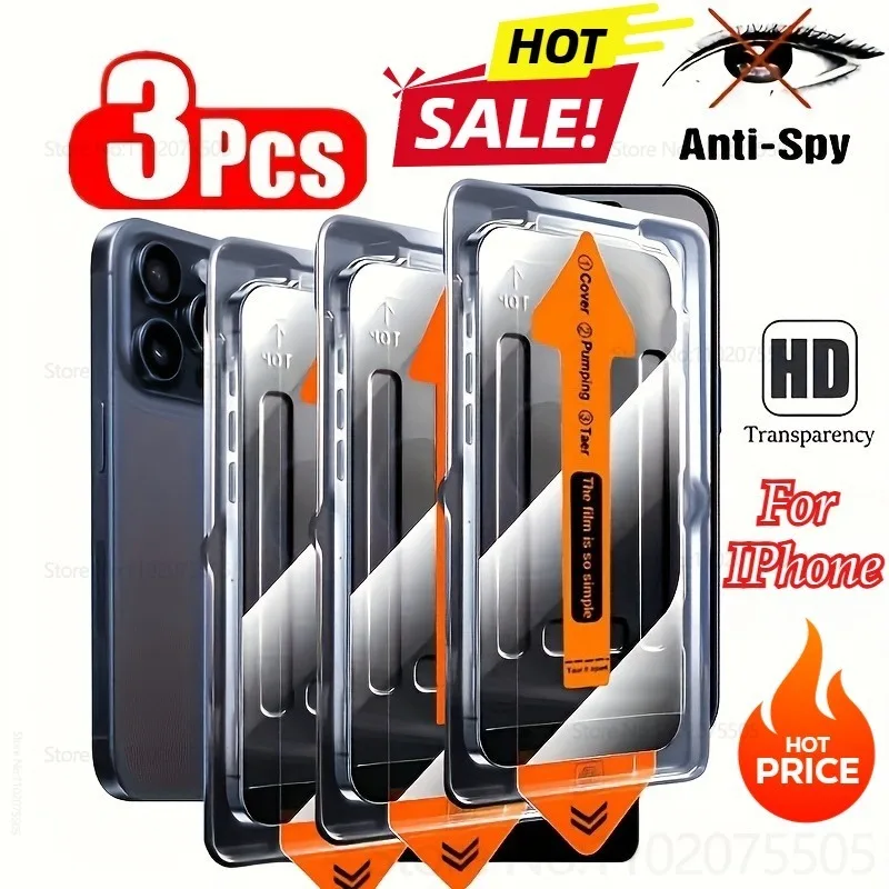 3 個の覗き見防止/HD 防塵ケース強化ガラス IPhone - Anti Spy Privacy Glass Case のレビューと価格