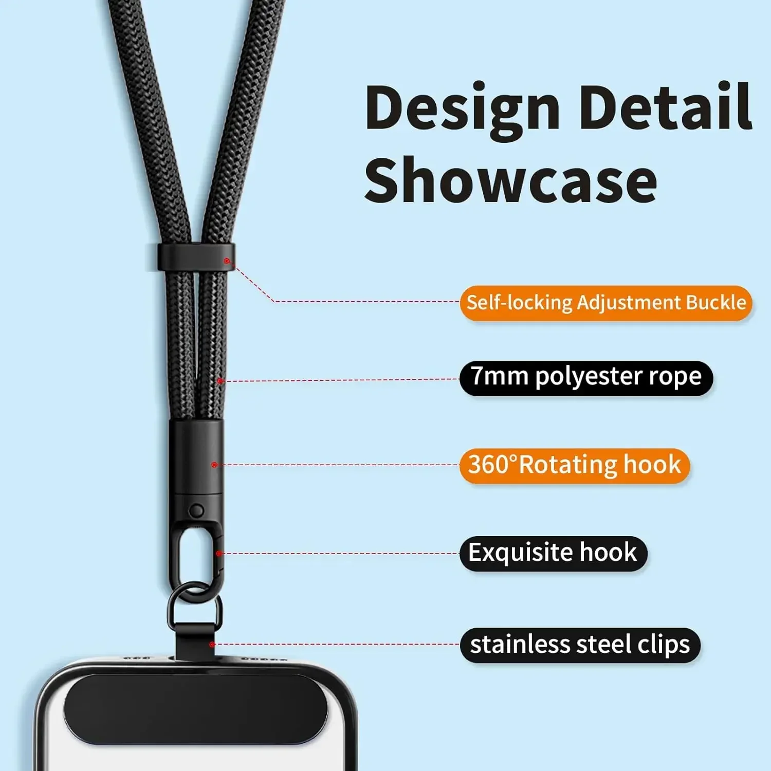 クリップ付きの汎用スマートフォン用ストラップ。落下防止機能を - Crossbody Lanyard Neck Strap Case のレビューと価格