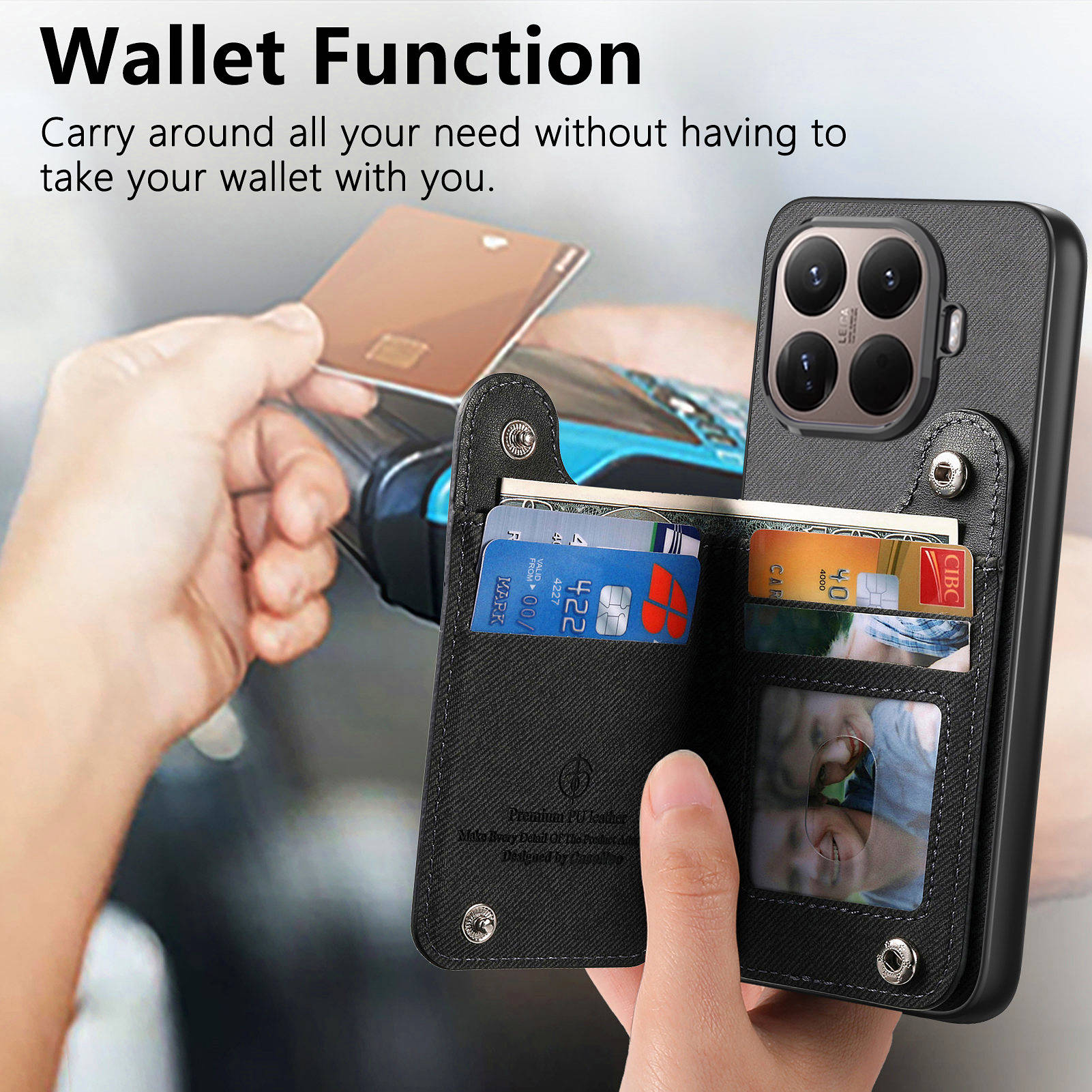 RFID リストストラップジッパーウォレットレザーカードホル - Leather Wallet Card Holder Phone Cover のレビューと価格