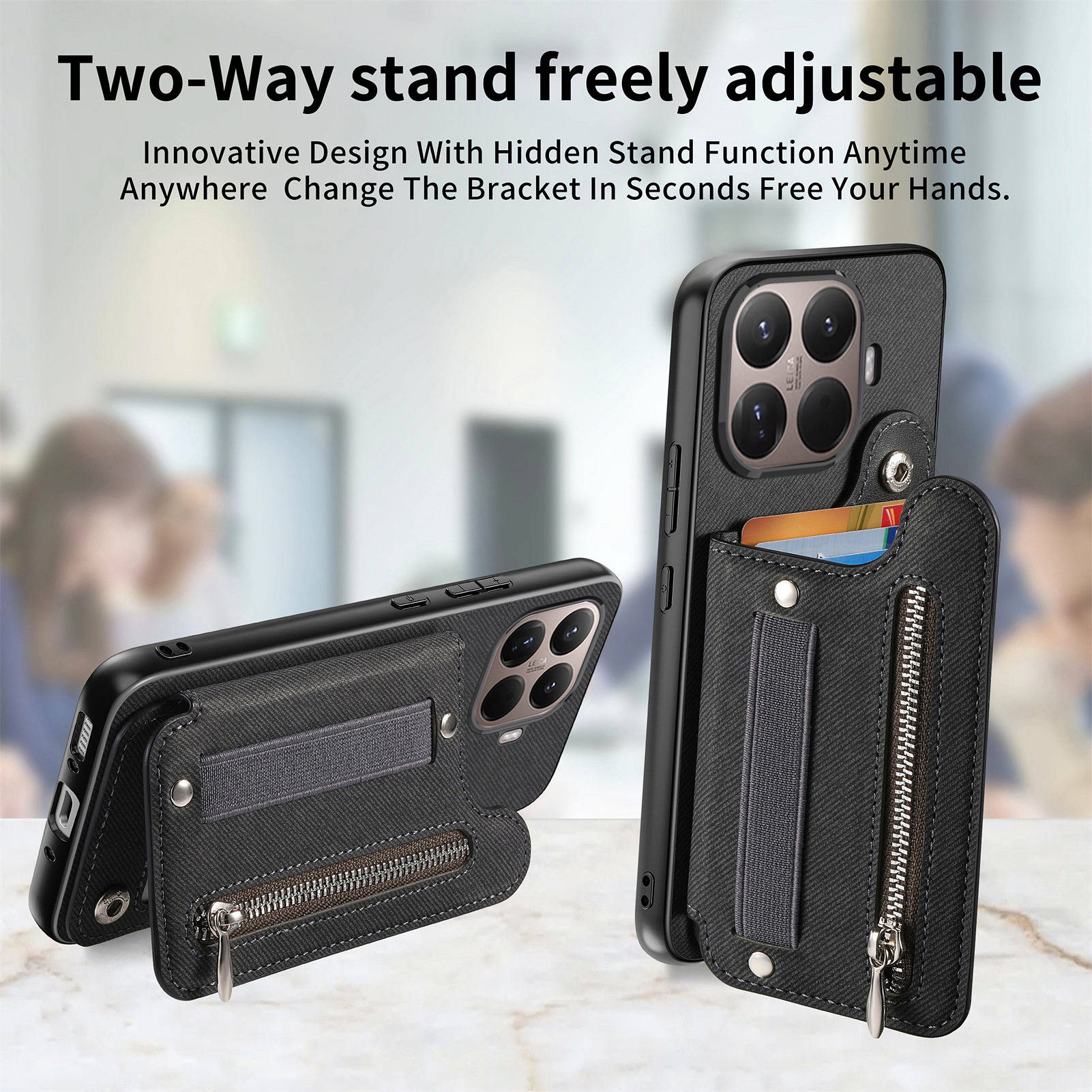 RFID リストストラップジッパーウォレットレザーカードホル - Leather Wallet Card Holder Phone Cover のレビューと価格