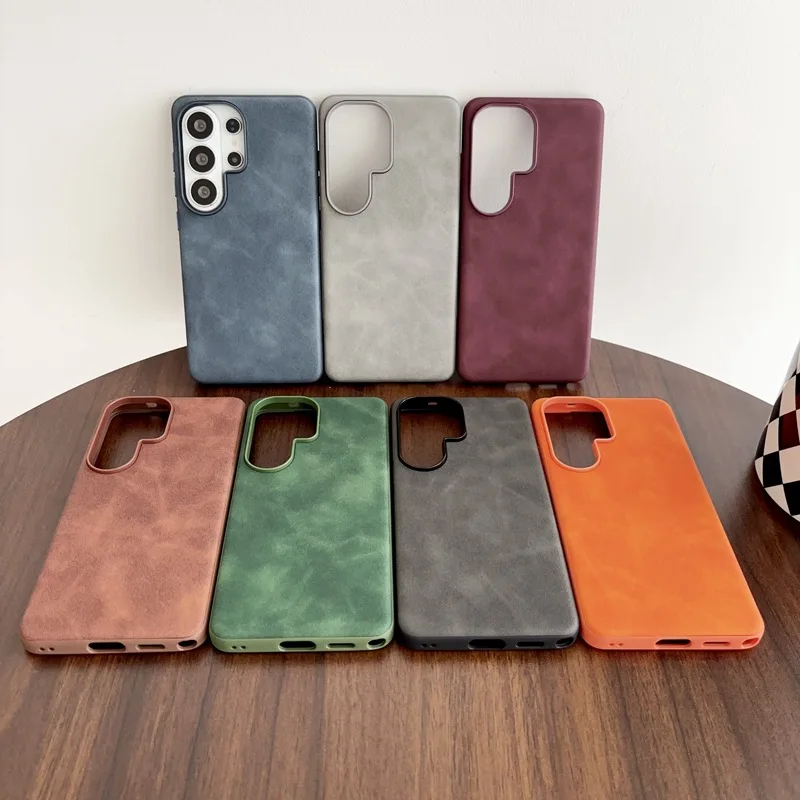 レトロ調のPUレザー調スマートフォンケース。Samsung  - Matte Hard Pc Back Case のレビューと価格