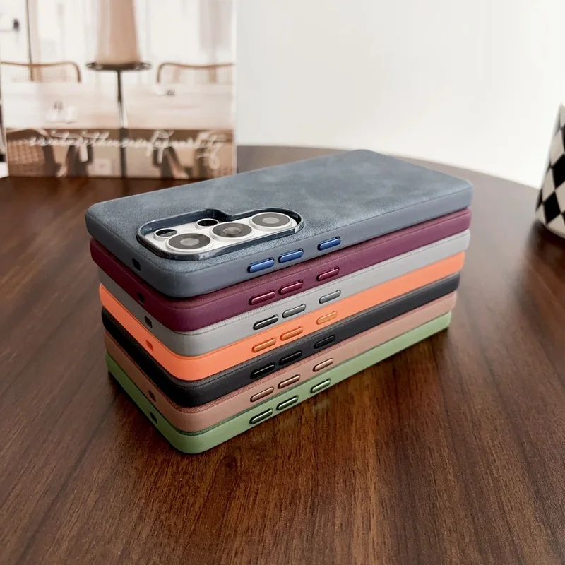 レトロ調のPUレザー調スマートフォンケース。Samsung  - Matte Hard Pc Back Case のレビューと価格